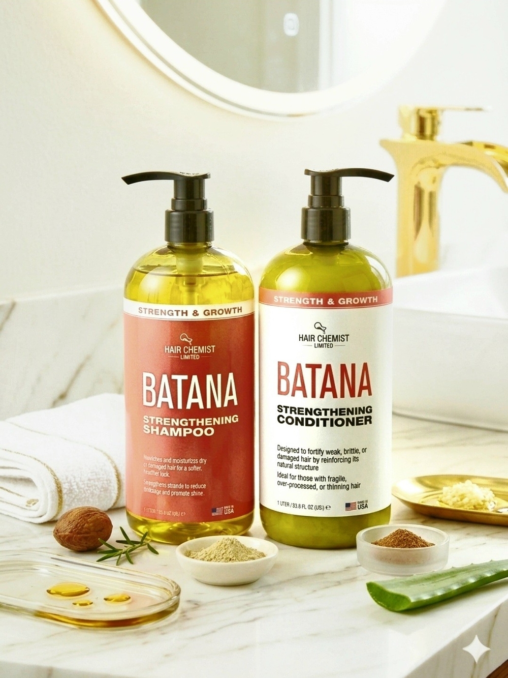 Hair Chemist Batana Strengthening Shampoo & Conditioner Set Bundle 33.8oz Duo